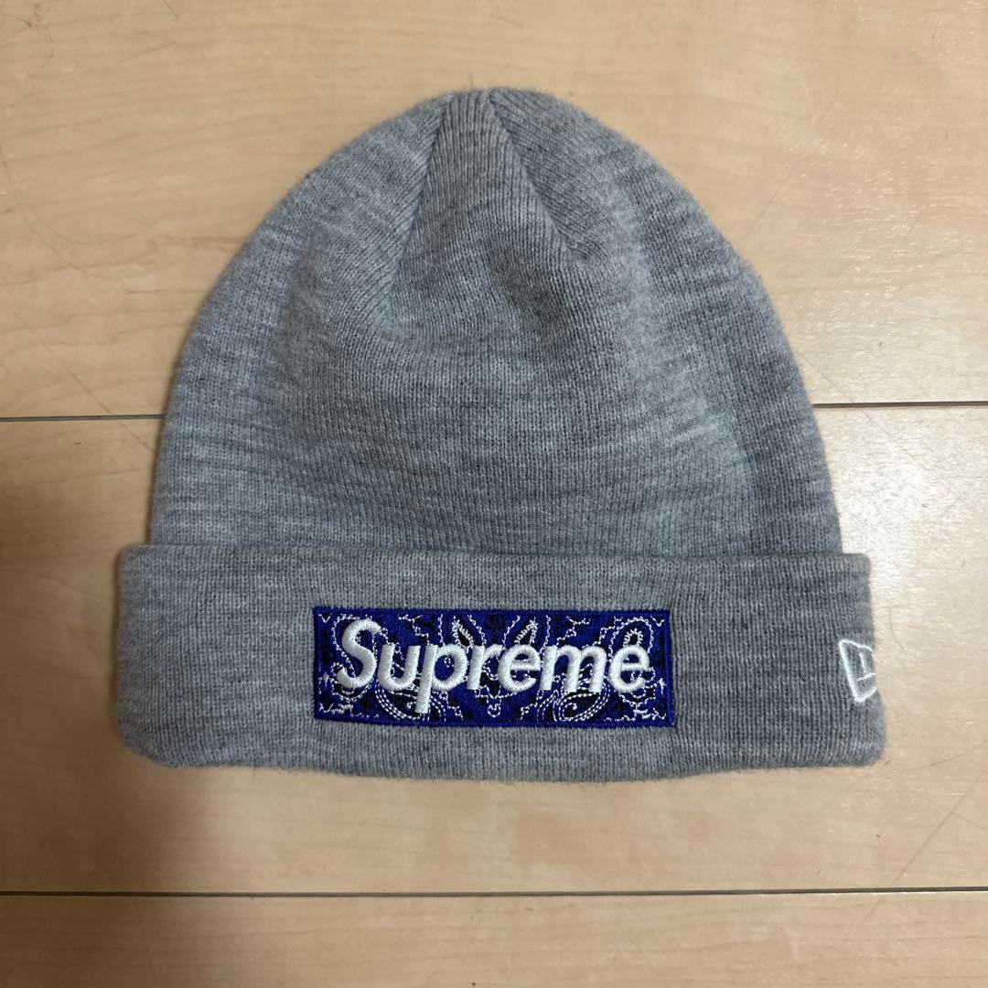 Supreme ボックスロゴ　バンダナ グレー ニット帽・ビーニー