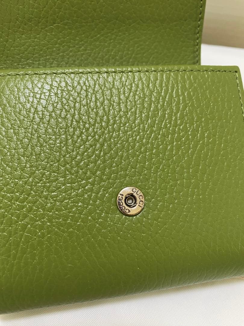 新品未使用　GUCCI GGマーモント　ミニウォレット　財布　グリーン　金運