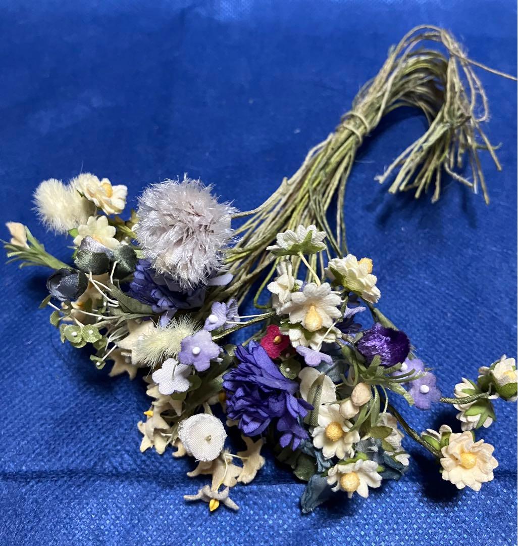 布花　染め花　アートフラワー　シックな吊るし飾り布花　4点セットおまとめ売り
