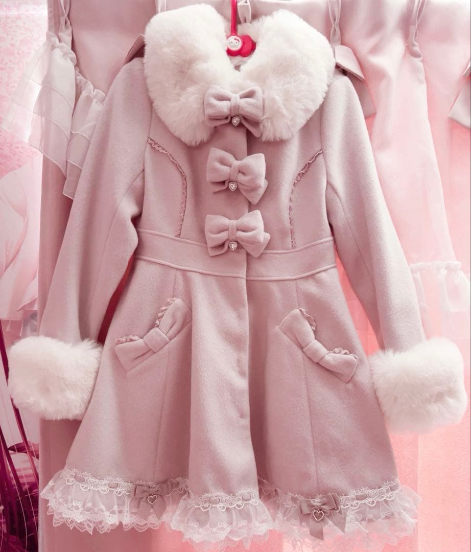 LIZLISAバックティアードリボンコート ピンク