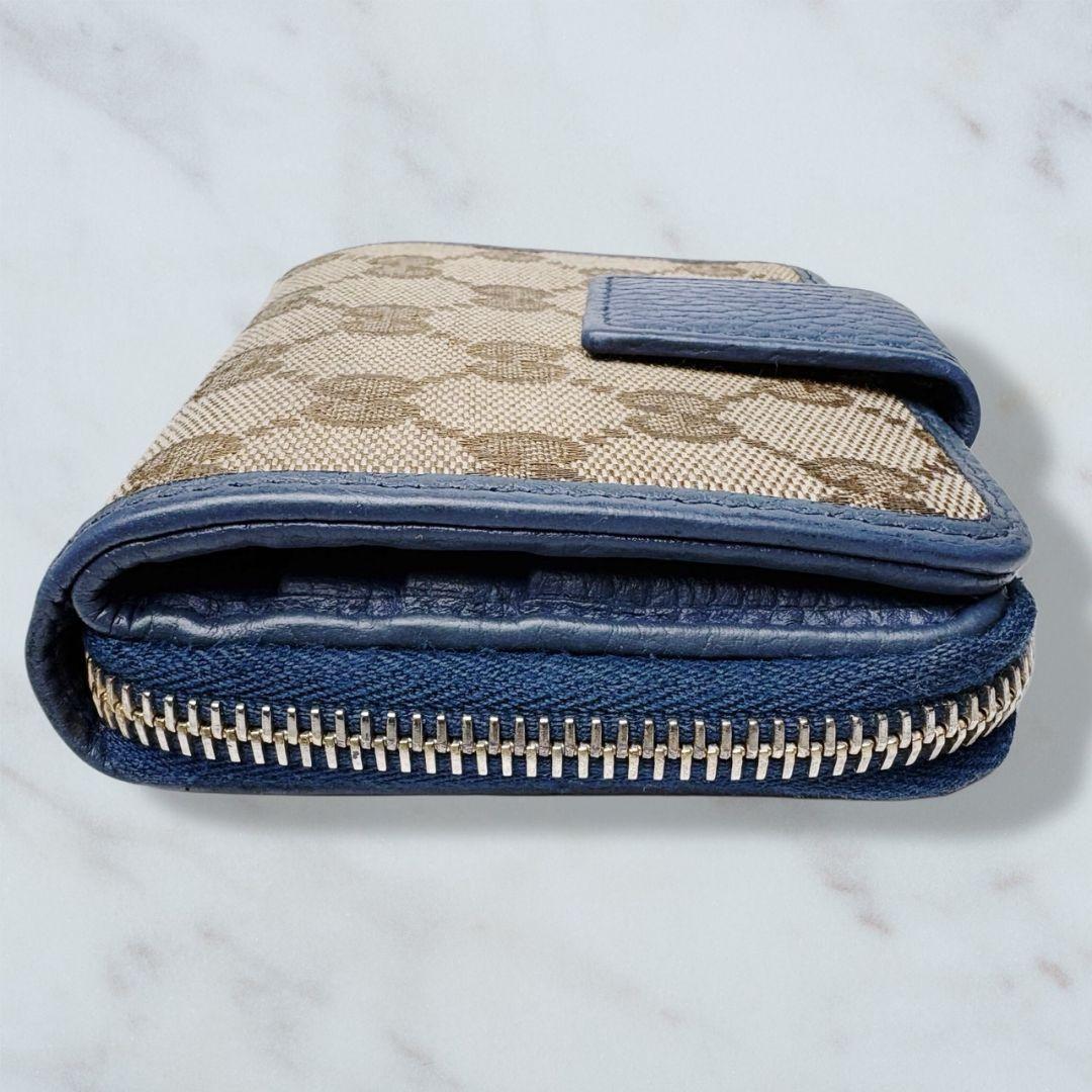 601 美品 GUCCI コンパクトウォレット 二つ折り財布 GGキャンバス x