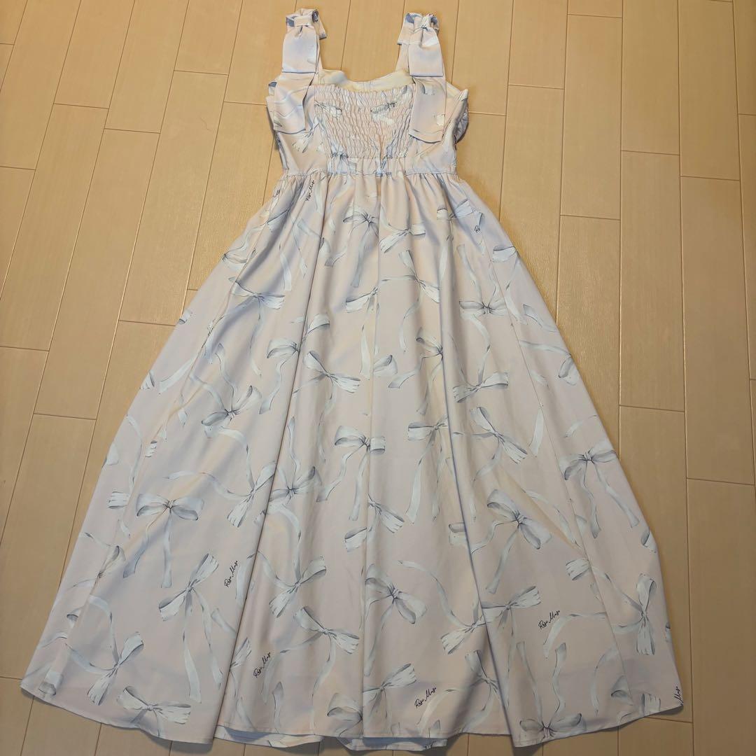 Rose muse Ribbon pattern cami dress ピンク