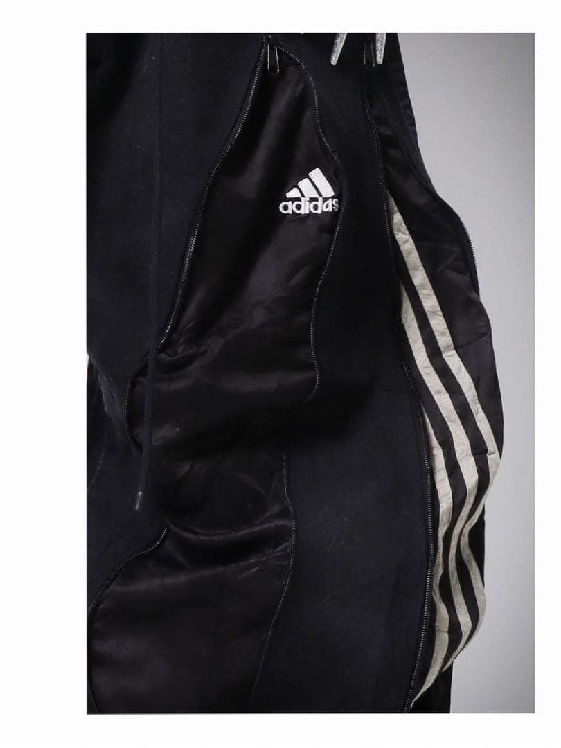 希少！一点物4ジップワイドデニム　ブラック adidas古着101382