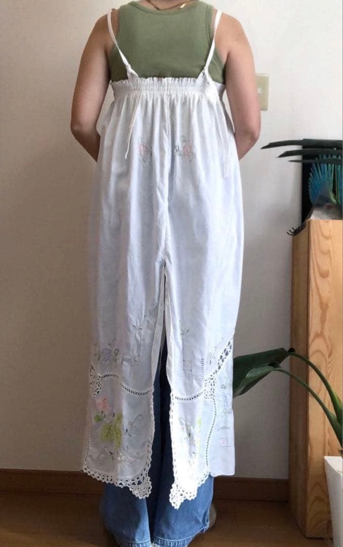 remake ハンドメイド　テーブルクロスワンピース　レース　キャミワンピ