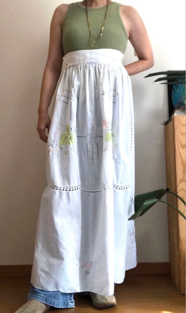 remake ハンドメイド　テーブルクロスワンピース　レース　キャミワンピ