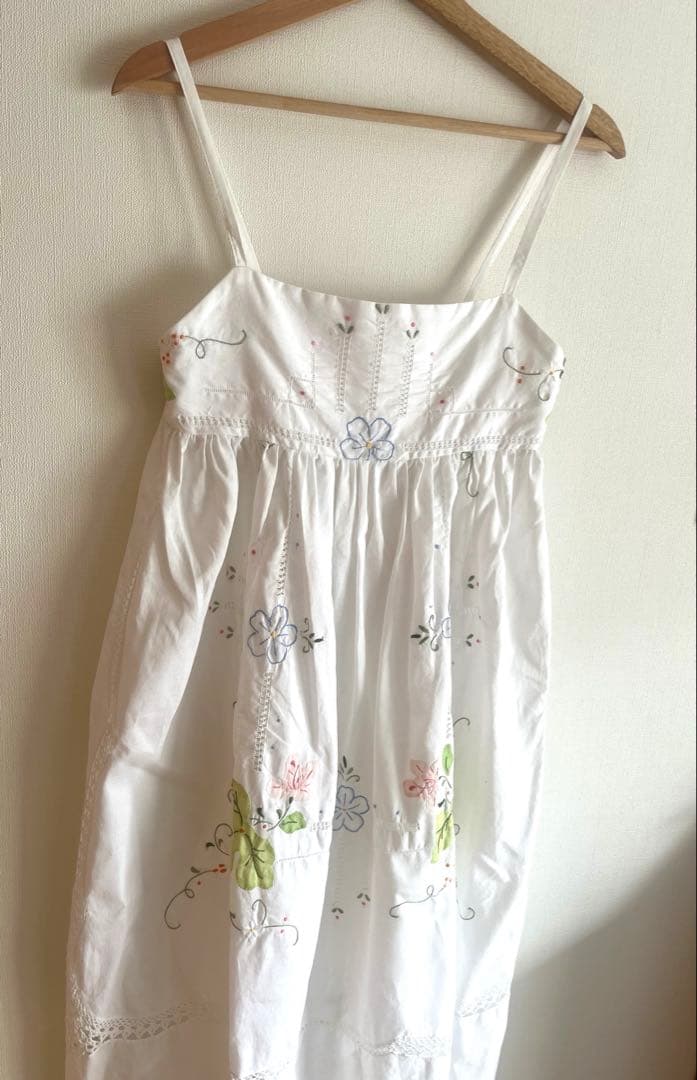 remake ハンドメイド　テーブルクロスワンピース　レース　キャミワンピ