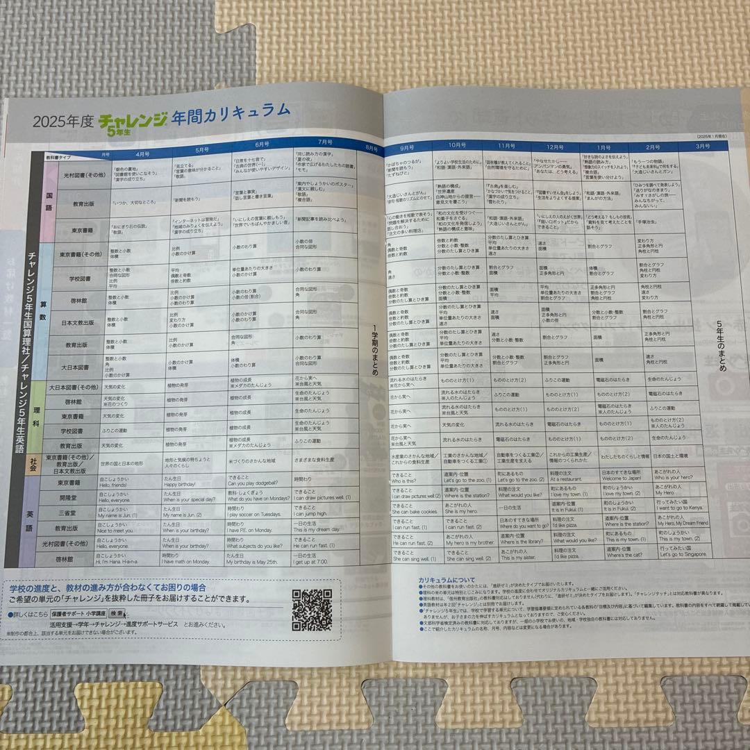 進研ゼミ　小学講座　チャレンジ５年生　2025年度　１年分　国語算数理科社会英語