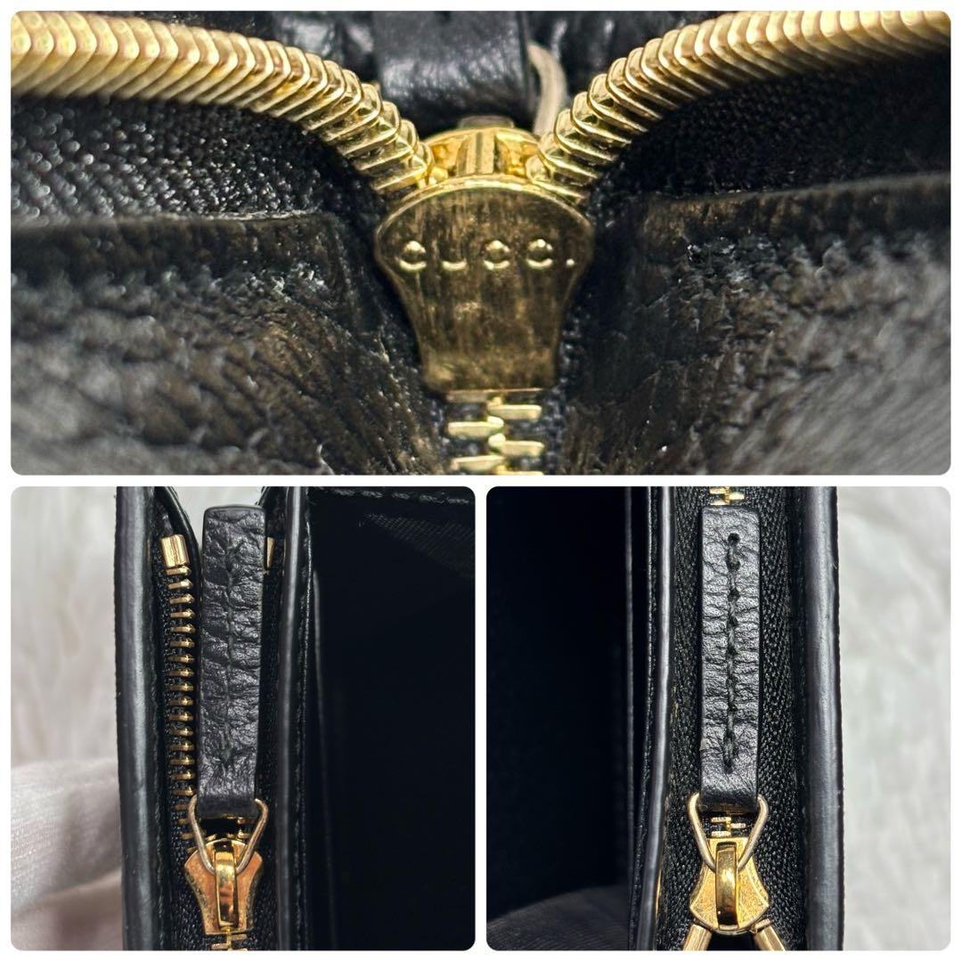 ✨付属品完備/極美品✨ グッチ GGスプリーム マーモント 折り財布 L字 黒