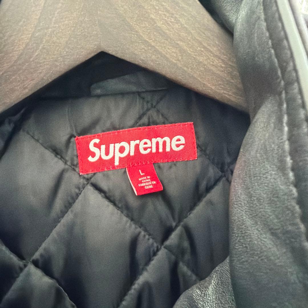 【美品/Lサイズ】Supreme 25SS レザーカラー ジャケット 黒