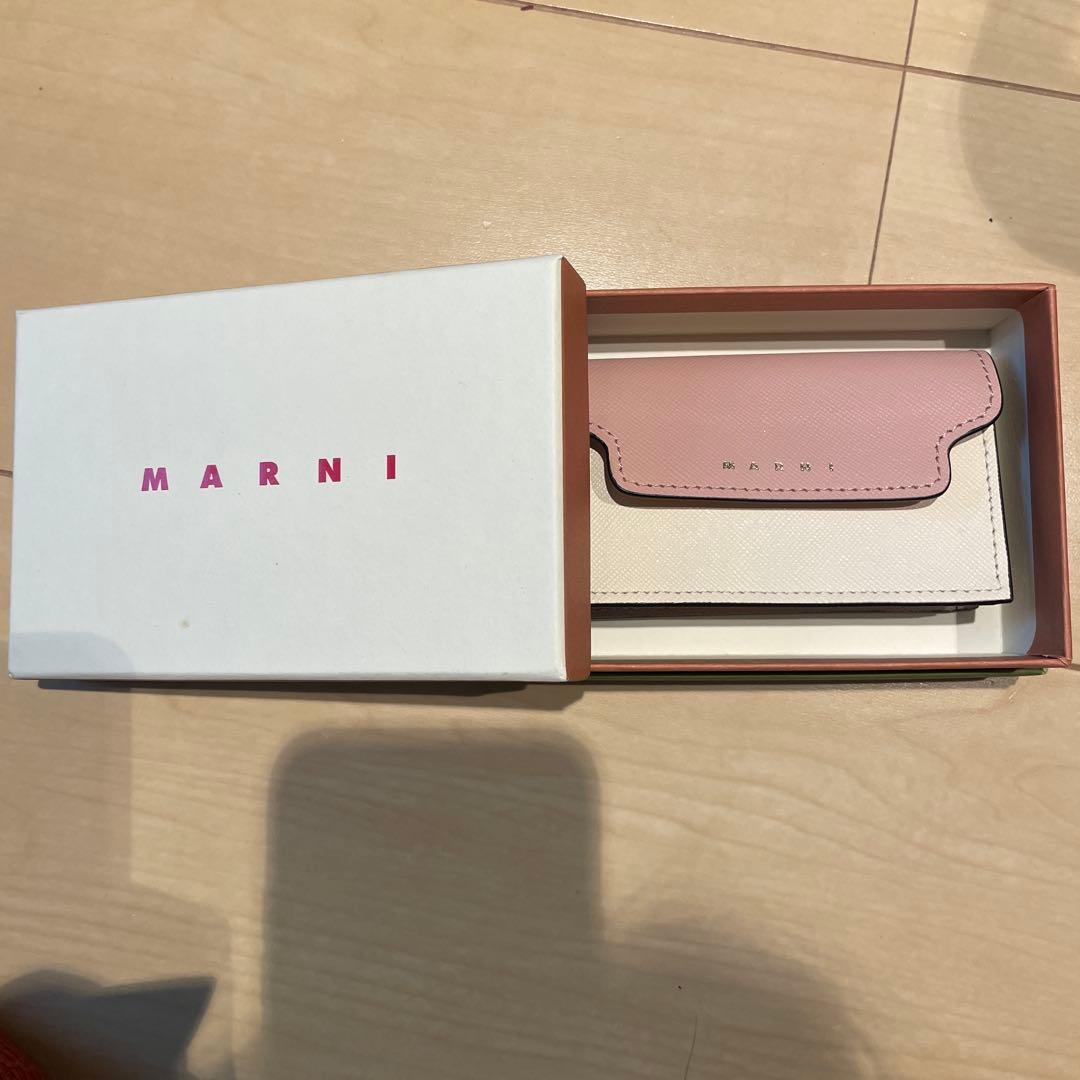 MARNI レザー名刺入れ ピンク/ホワイト