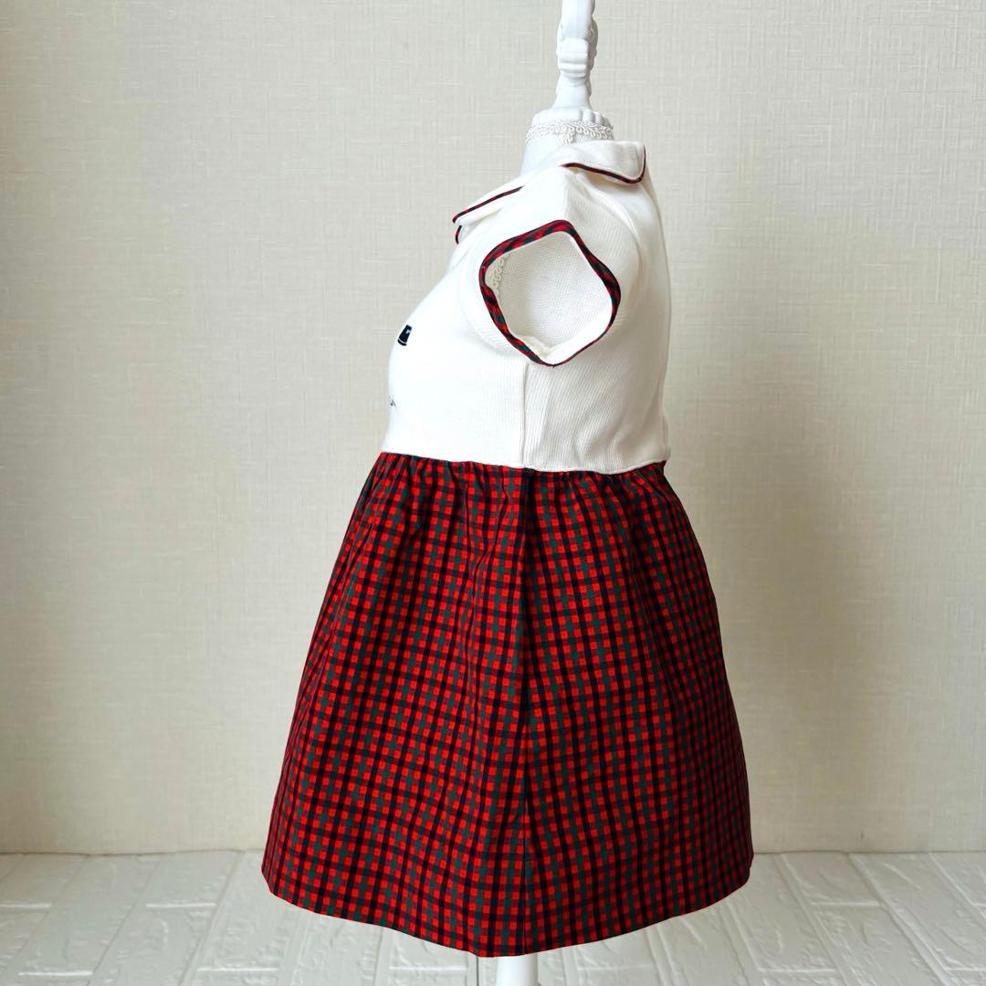 【未使用】familiar 定番チェック カットソー ワンピース 80cm