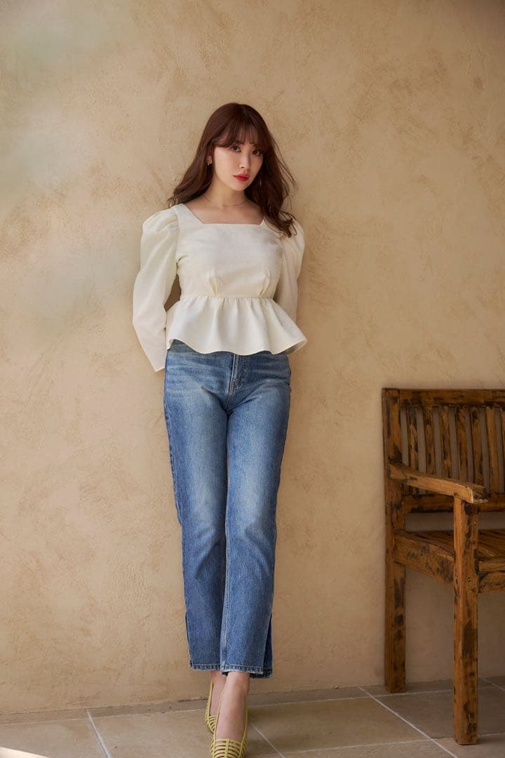 トップス Herlipto Volume Sleeve Jacquard Top