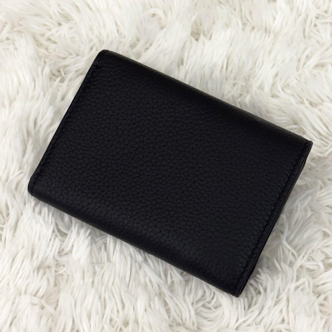新品同様⭐️PRADA プラダ 三つ折り シボ革 ゴールド金具 財布 レザー
