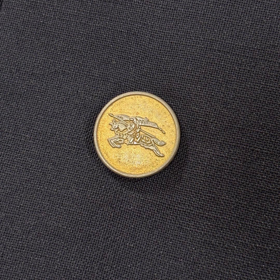 極美品 バーバリー 紺ブレ 刻印金ボタン ネイビー ダブル 裏地シャドーホース