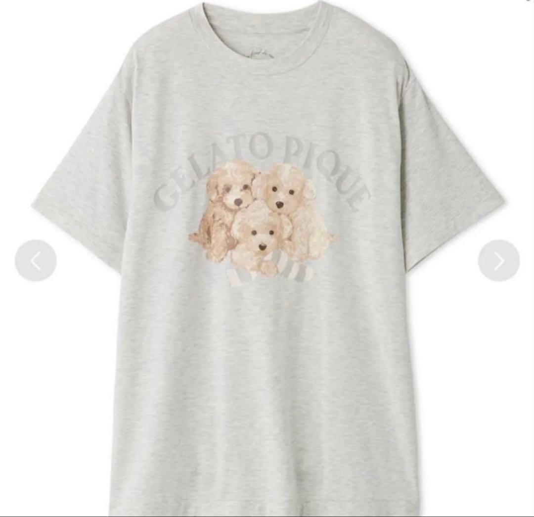 【新品未使用】ジェラートピケ　犬　プードル　半袖ロゴTシャツ　ロングパンツグレー