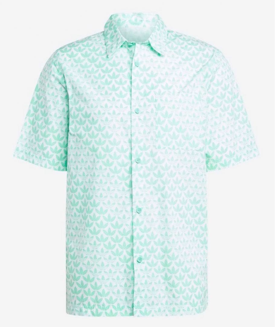 アディダス 新品 モノグラム 緑 XL アロハシャツ Tシャツ ジャージ 水着