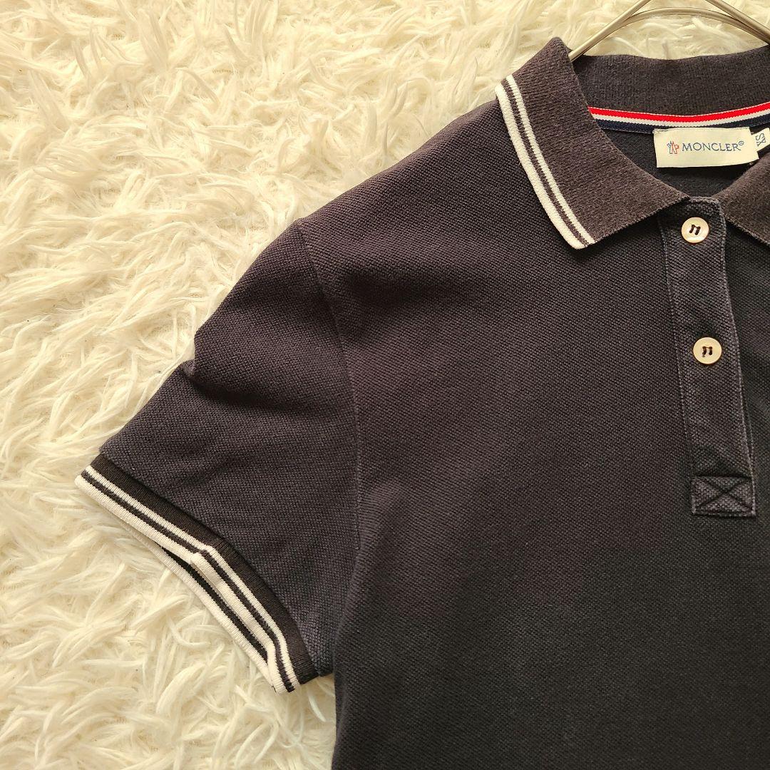 MONCLER ポロ シャツ ロゴ ワッペン ライン ネイビー XS