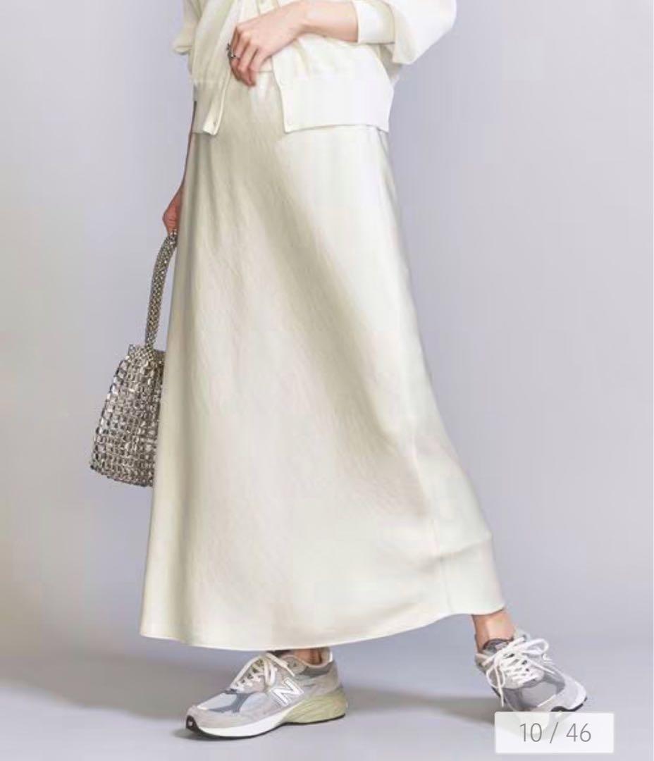ほぼ新品＊BEAUTY&YOUTH UNITED ARROWSフレアスカート白D