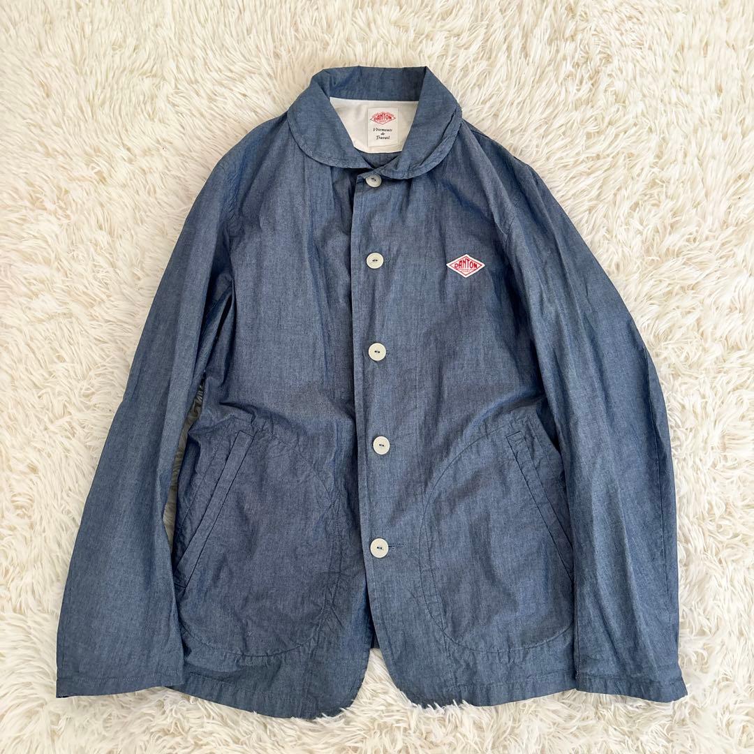 美品 DANTONダントン カバーオールジャケット コットンシャンブレー丸襟L