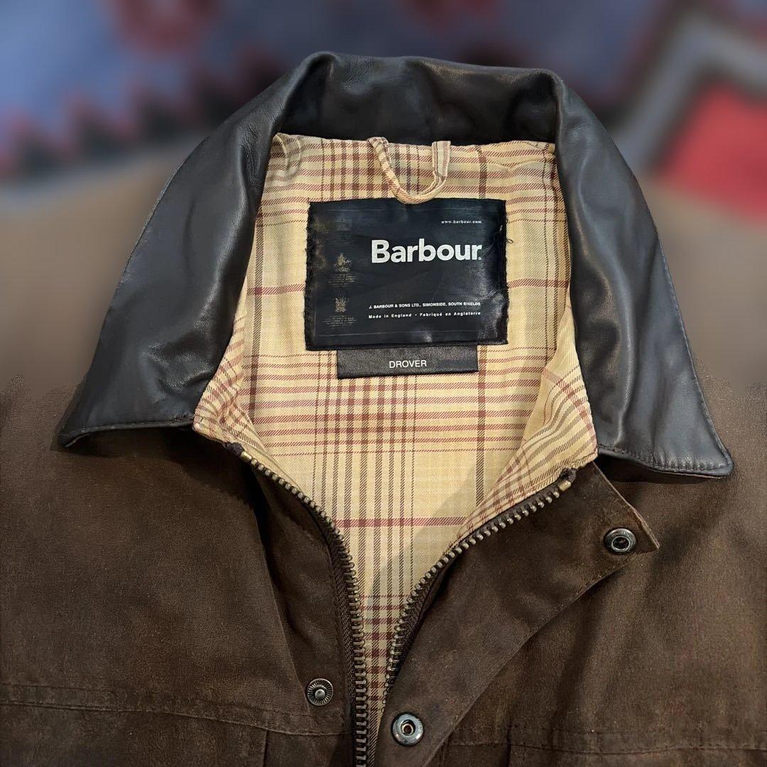【希少】Barbour DROVER 襟レザー オイルド ジャケット