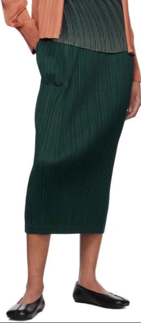プリーツプリーズ THICKER BOTTOMS スカート 3 深緑 美品