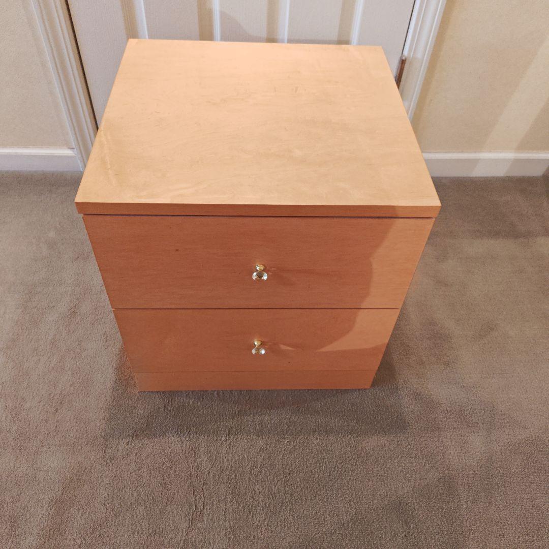 無印良品　木製２段チェスト （つまみは取り替えています）