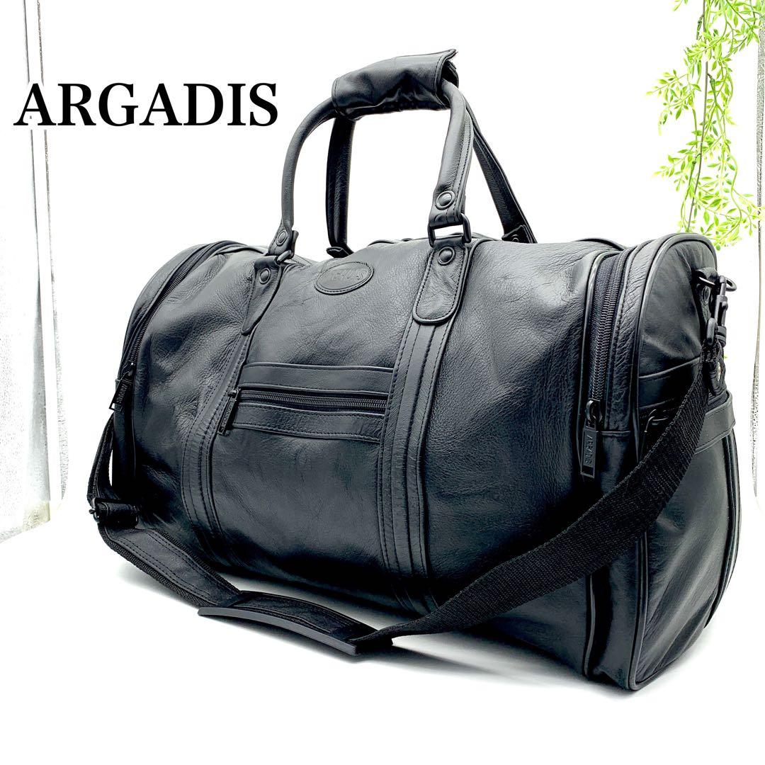 【美品】ARGADIS レザー ボストンバッグ 2WAY 大容量 ブラック