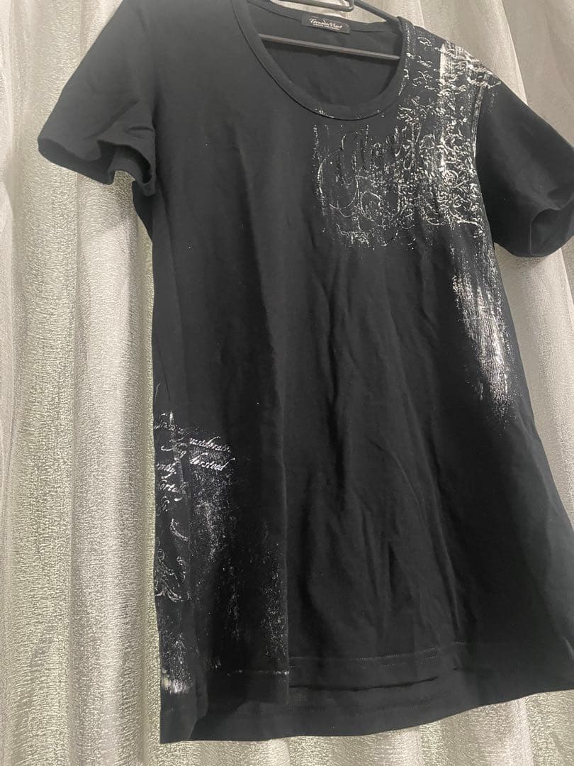 トルネードマートシルバー箔グラフィックプリント 半袖Tシャツ 黒 L