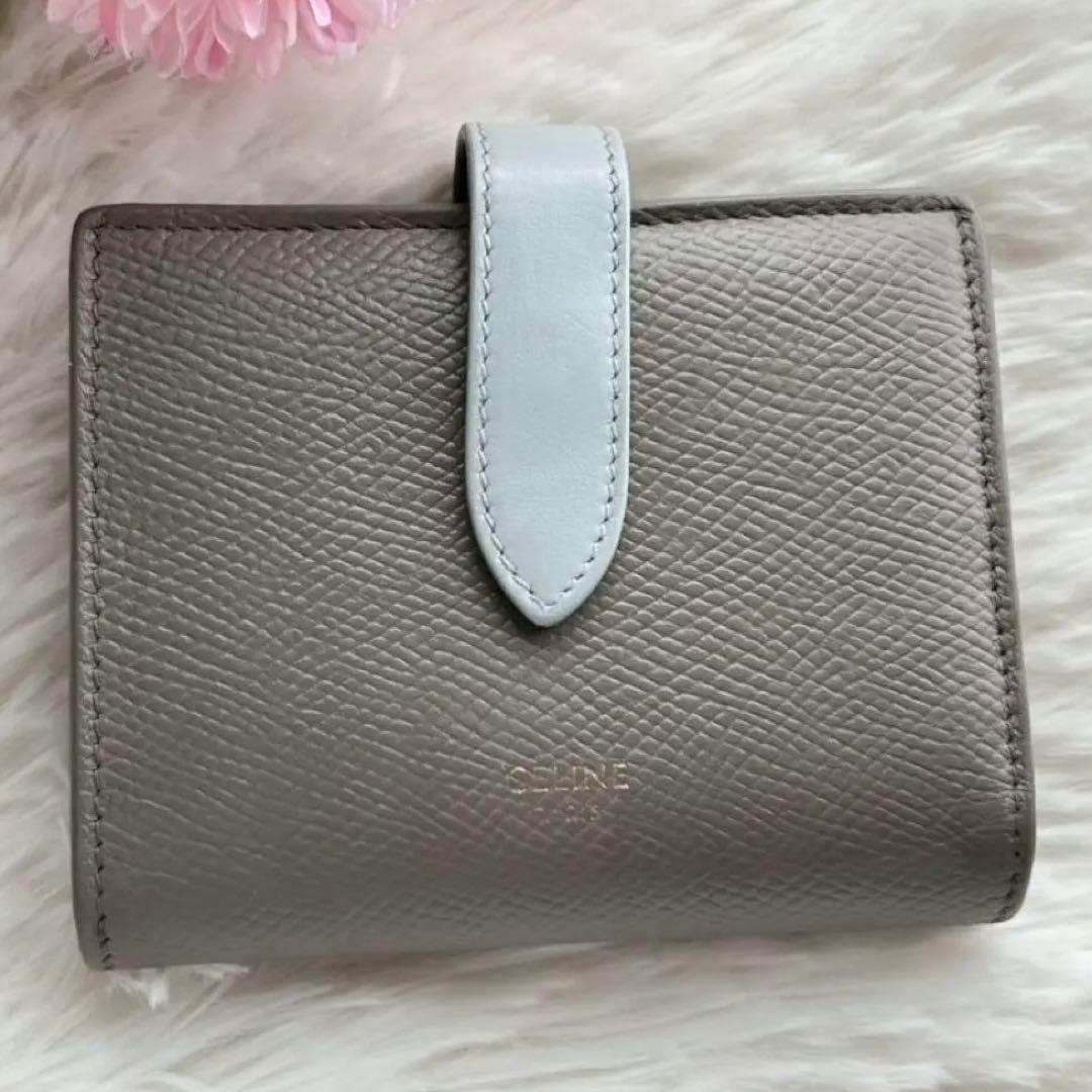 付属品付✨️CELINE 二つ折り財布 スモールストラップウォレット グレージュ