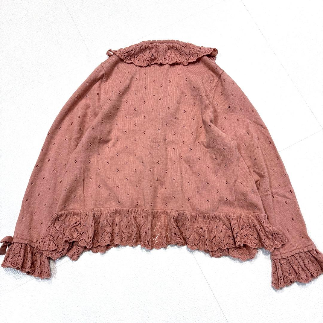 【美品/2020年】ピンクハウス　フリル　カーディガン　ボレロ　リボン　ニット