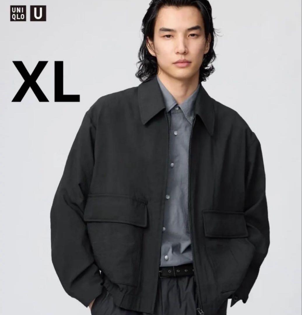 ユニクロU　UNIQLO U ショートブルゾン ブラック XL