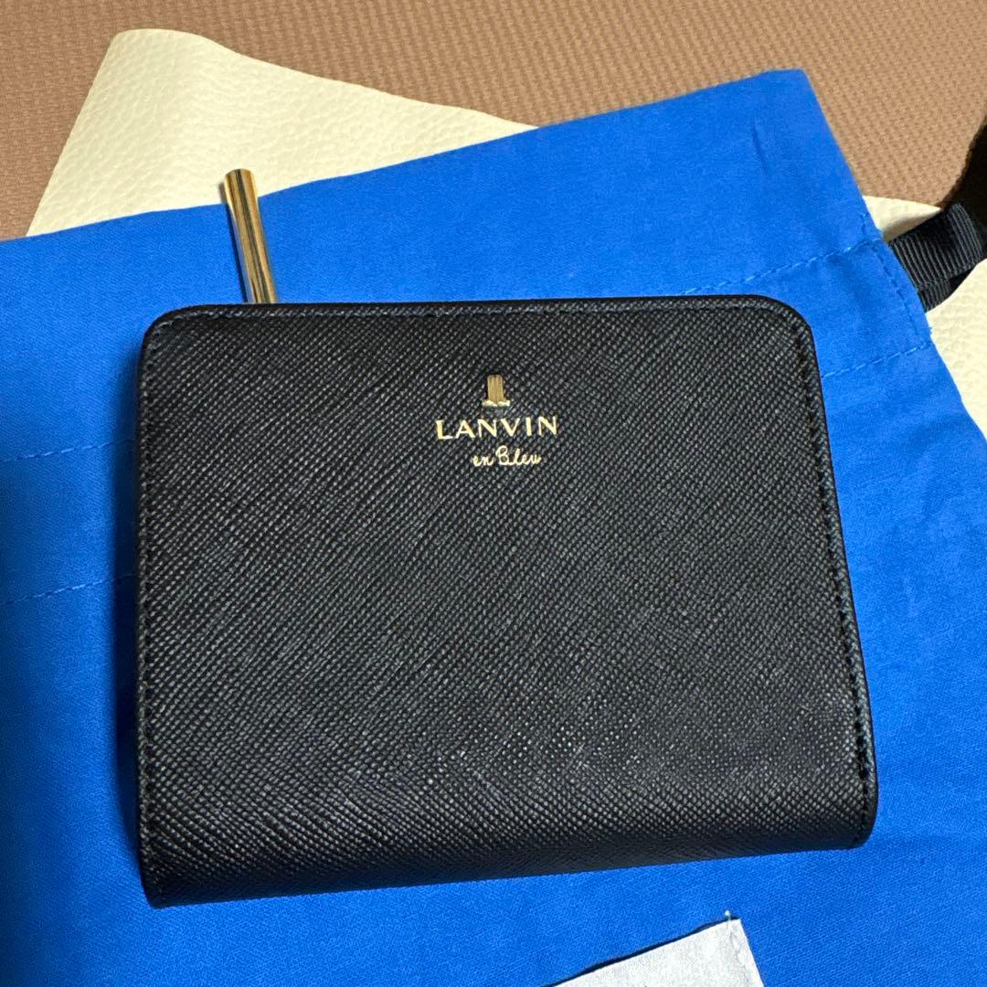 新品❗️ランバン オン ブルー☆2つ折り本革財布　ブラック