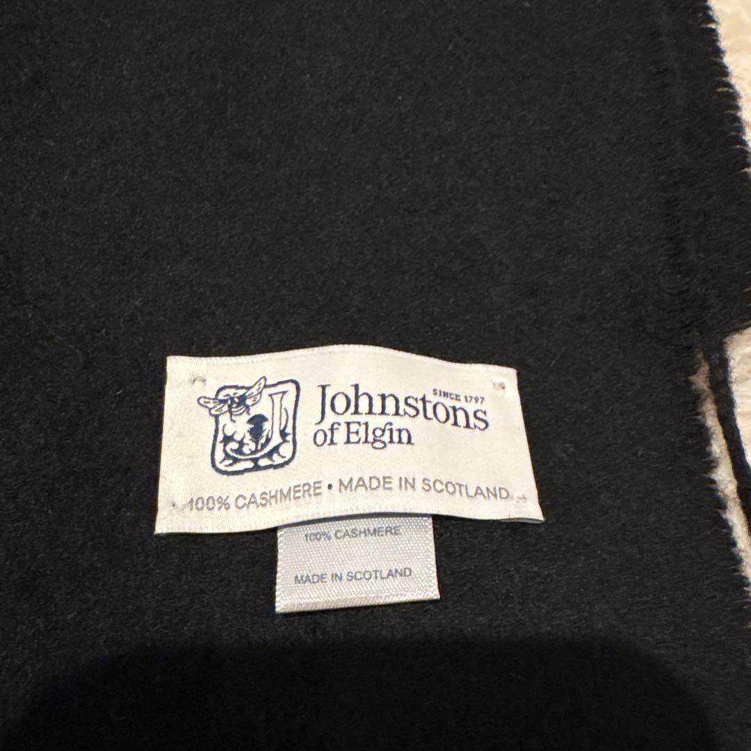 Johnstons of Elgin 100%カシミヤ マフラー ブラック