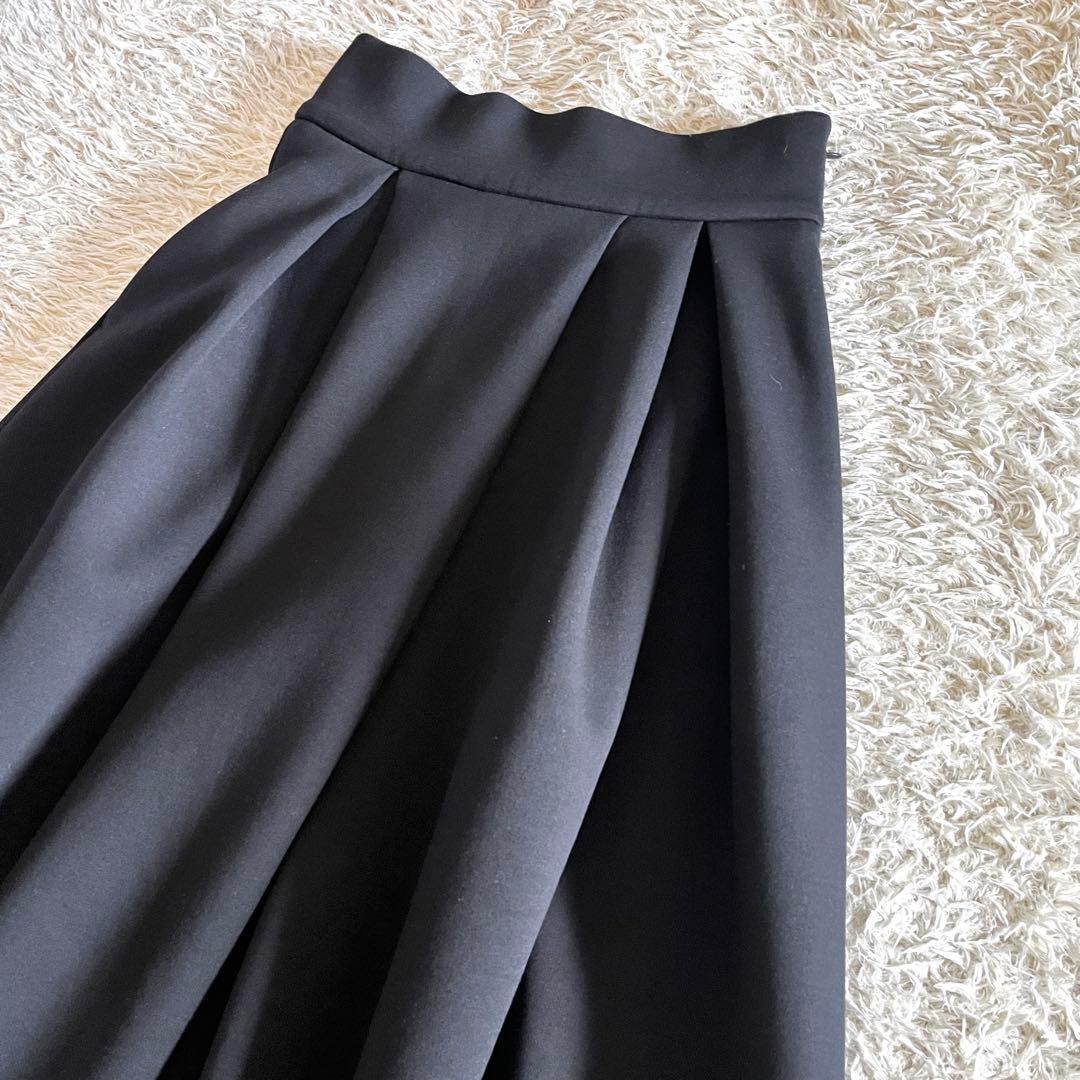 【美品】JENNE ジェンヌ クラシカルタックフレアスカート ブラック　L
