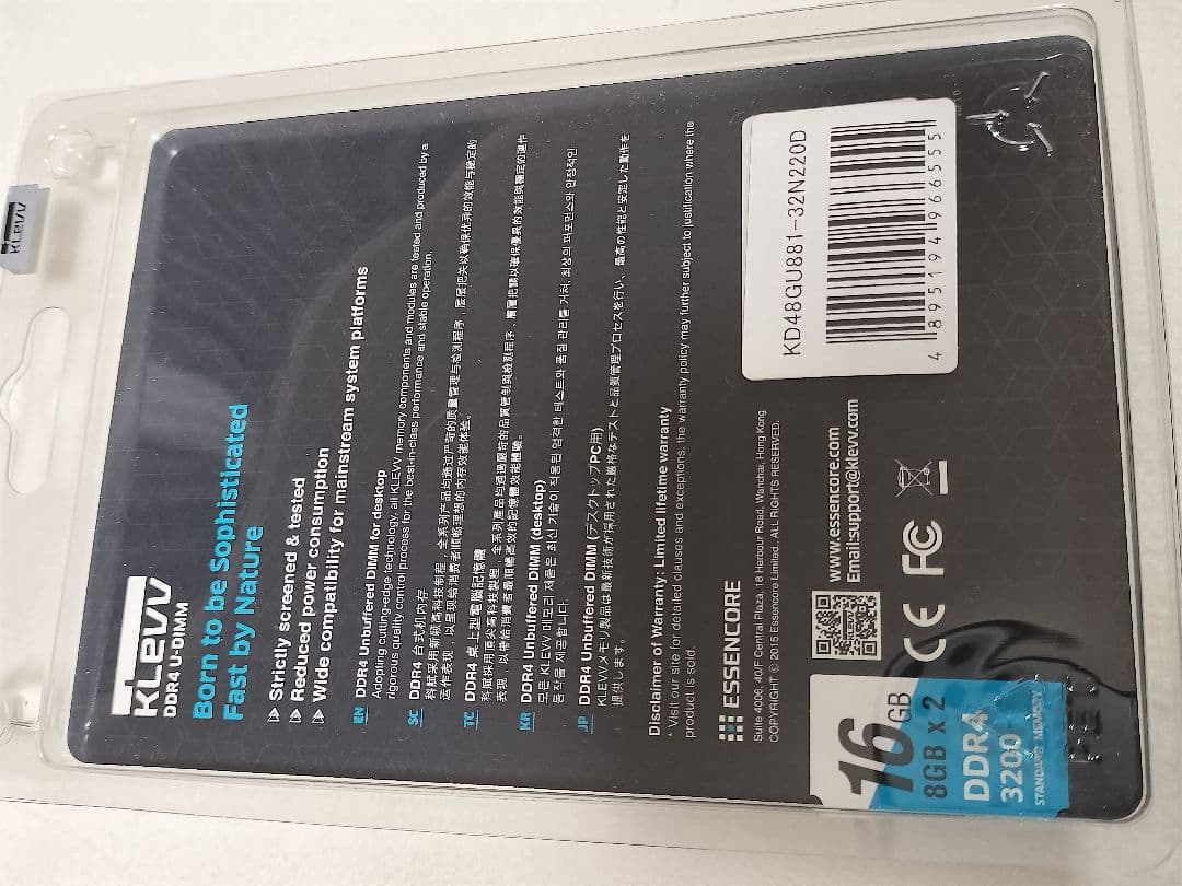再出品 KLEVV DDR4-3200 16GB (8GB x 2) メモリ