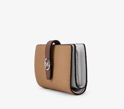 MICHAEL KORS／保存袋付き本革二つ折り財布新品未使用ベージュ系