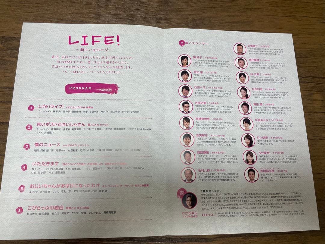 関西テレビアナウンサーLIFE! イベントプログラム サイン入り2018