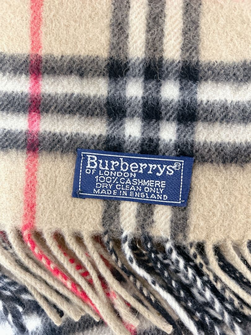極美品 Burberry バーバリー チェック柄 マフラー カシミヤ100%