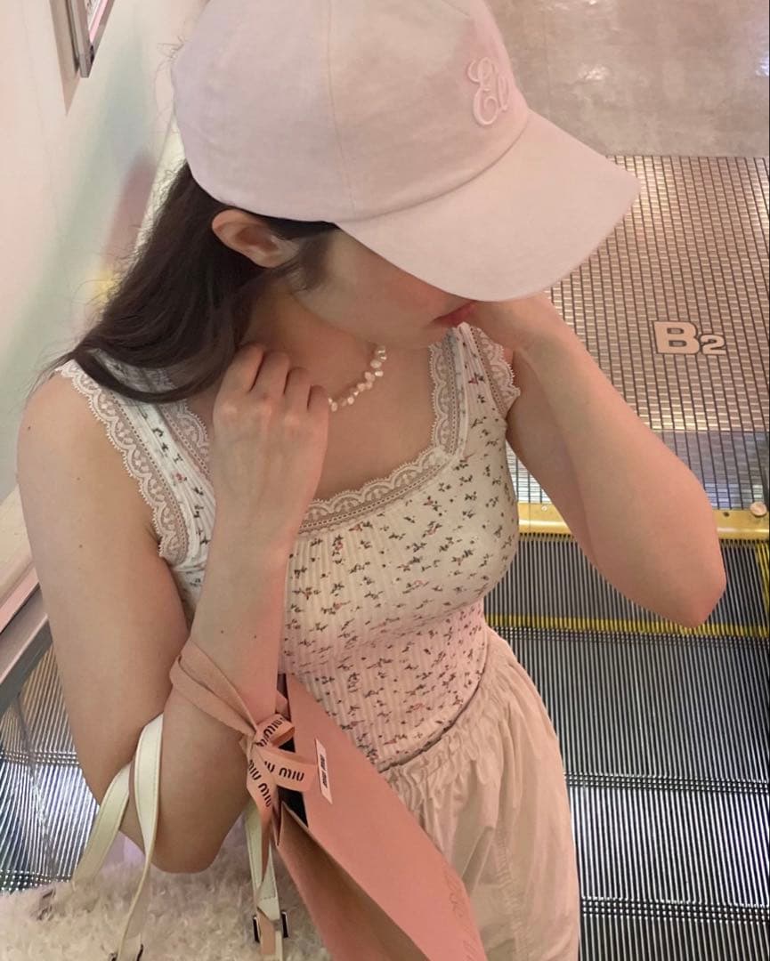 épine label lace flower rib onepiece