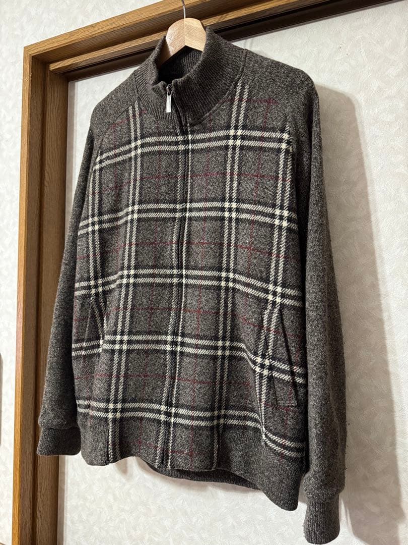 BURBERRY ノバチェック ブラウン ニット ジャケット　Lサイズ