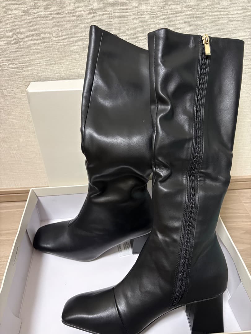 RANDA 晴雨兼用ソフトストレッチWARM スクエアトゥロングブーツ