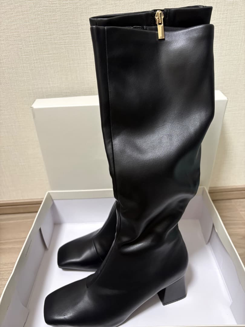 RANDA 晴雨兼用ソフトストレッチWARM スクエアトゥロングブーツ