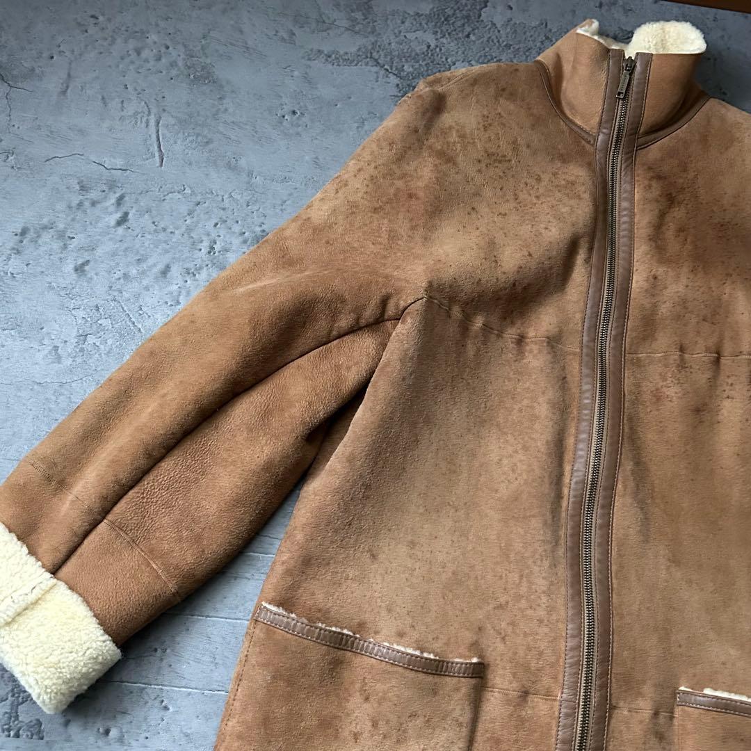 希少本革 MAXMARA リアル ムートンコート ボア キャメル スタンドカラー