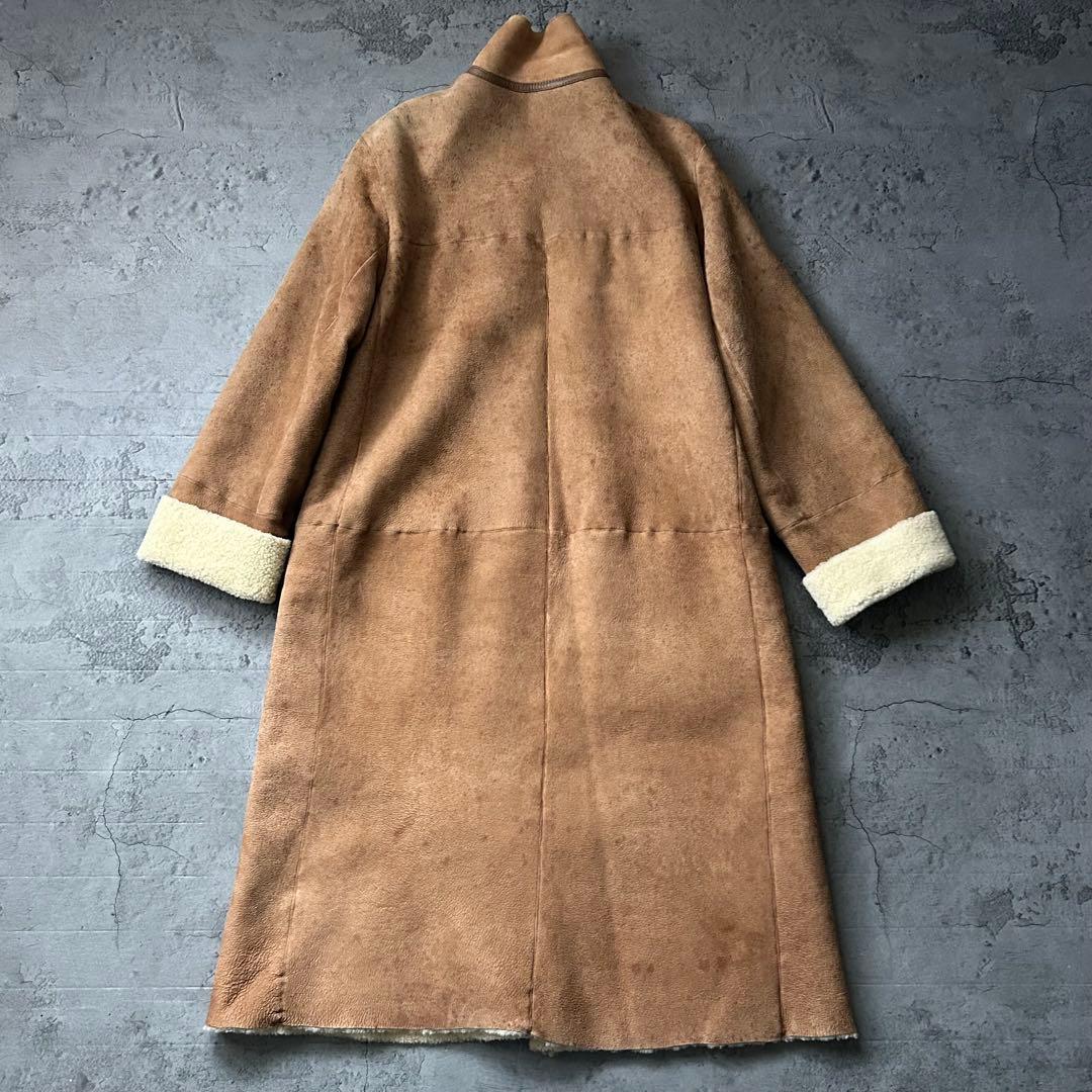 希少本革 MAXMARA リアル ムートンコート ボア キャメル スタンドカラー