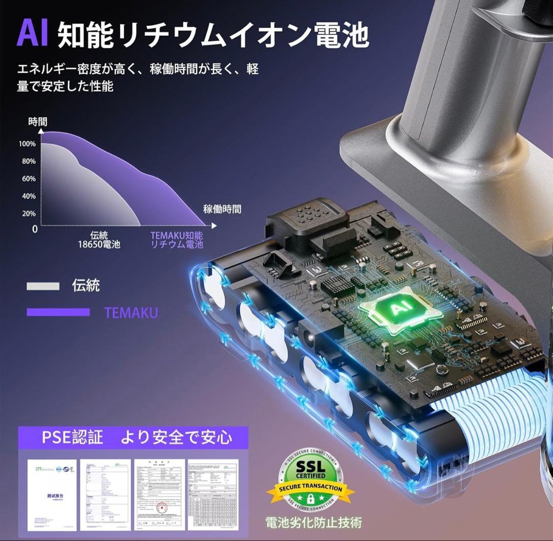 掃除機 コードレス　2026年モデル先行発売　業界トップレベル80KPa強力吸引