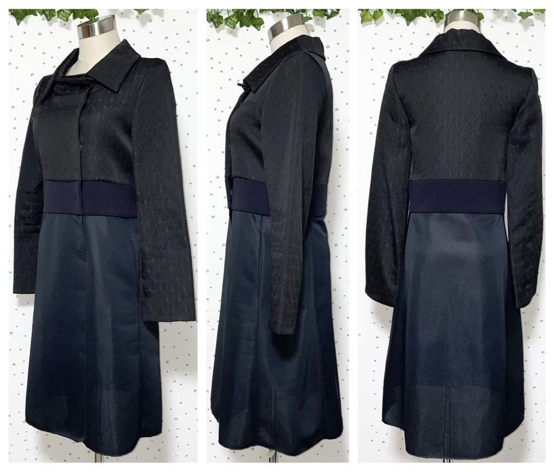 ゆきち 本物 マルニ 生地切替 ロング ジャケット コート 38 黒系