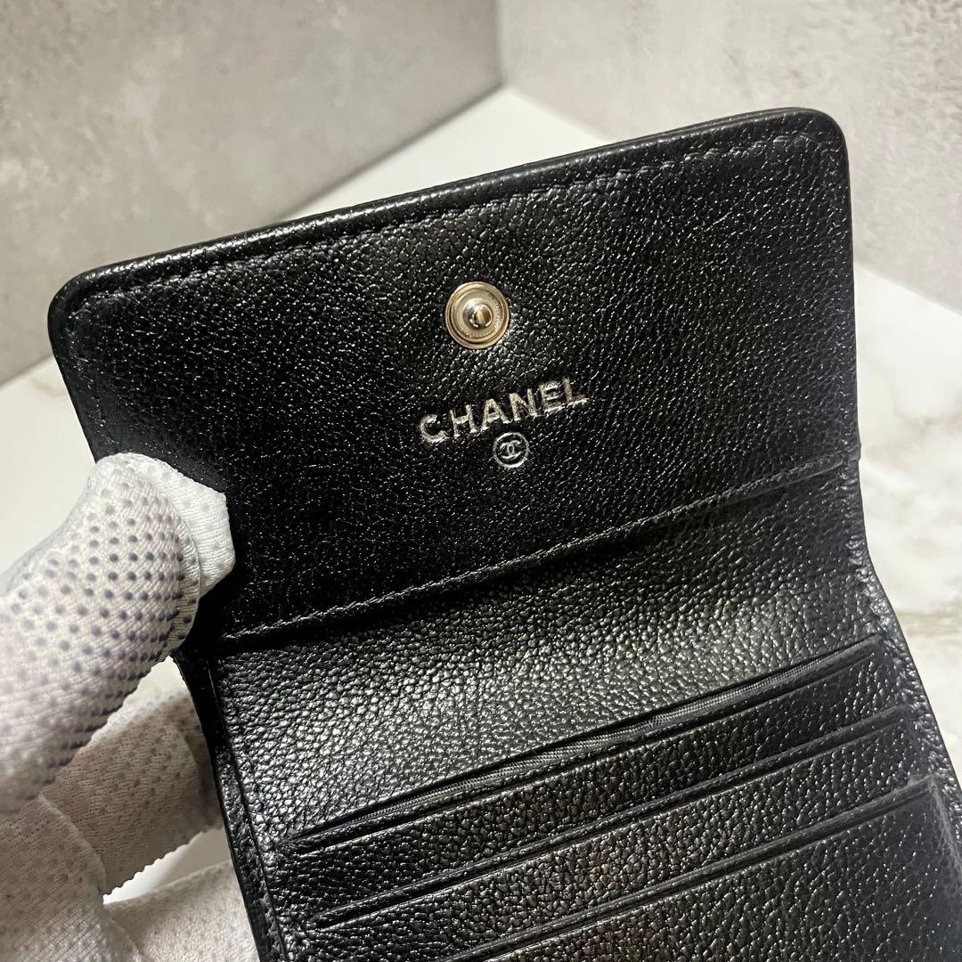 良品 CHANEL ココマーク 三つ折り財布