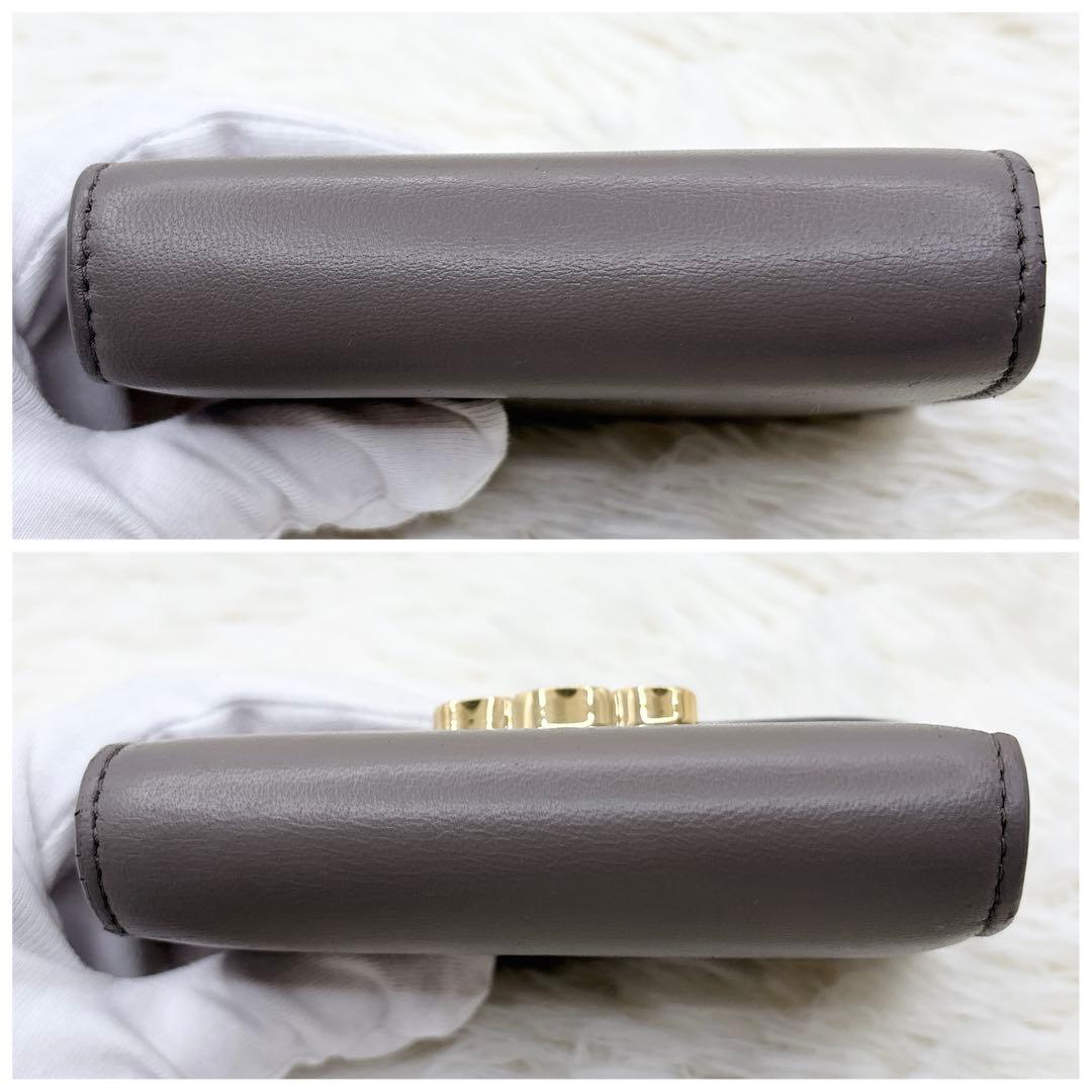 極美品✨セリーヌ トリオンフ スモールフラップウォレット 三つ折り グレージュ
