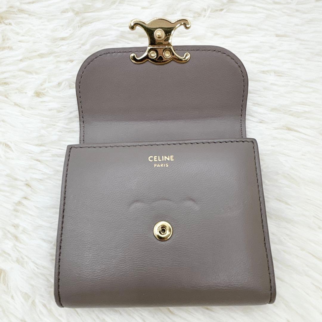 極美品✨セリーヌ トリオンフ スモールフラップウォレット 三つ折り グレージュ