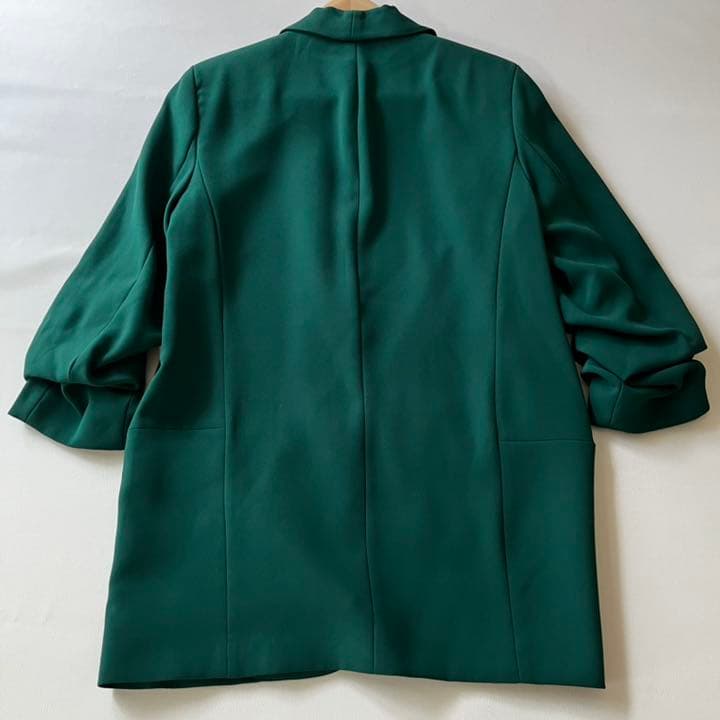 ZARA WOMAN ザラ　ショールカラージャケット　ロング丈　ドレープ袖　緑